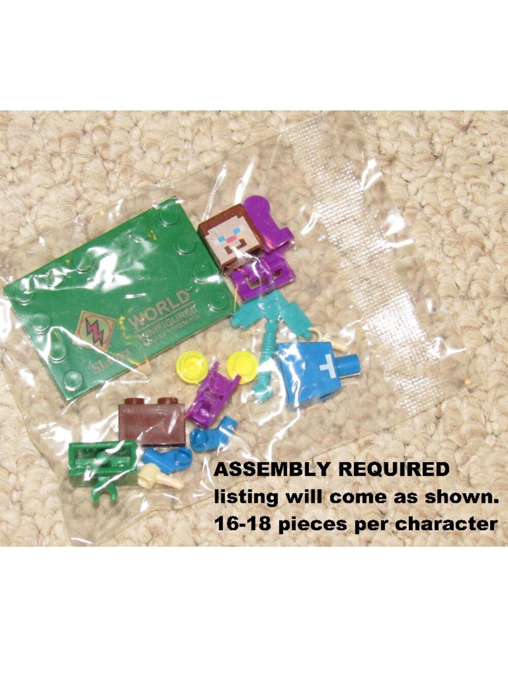 Minecraft Pixelated Gamer Block CAKE TOPPER 6 Figure Set (ASSEMBLY REQUIRED) - Picture 2 of 9
